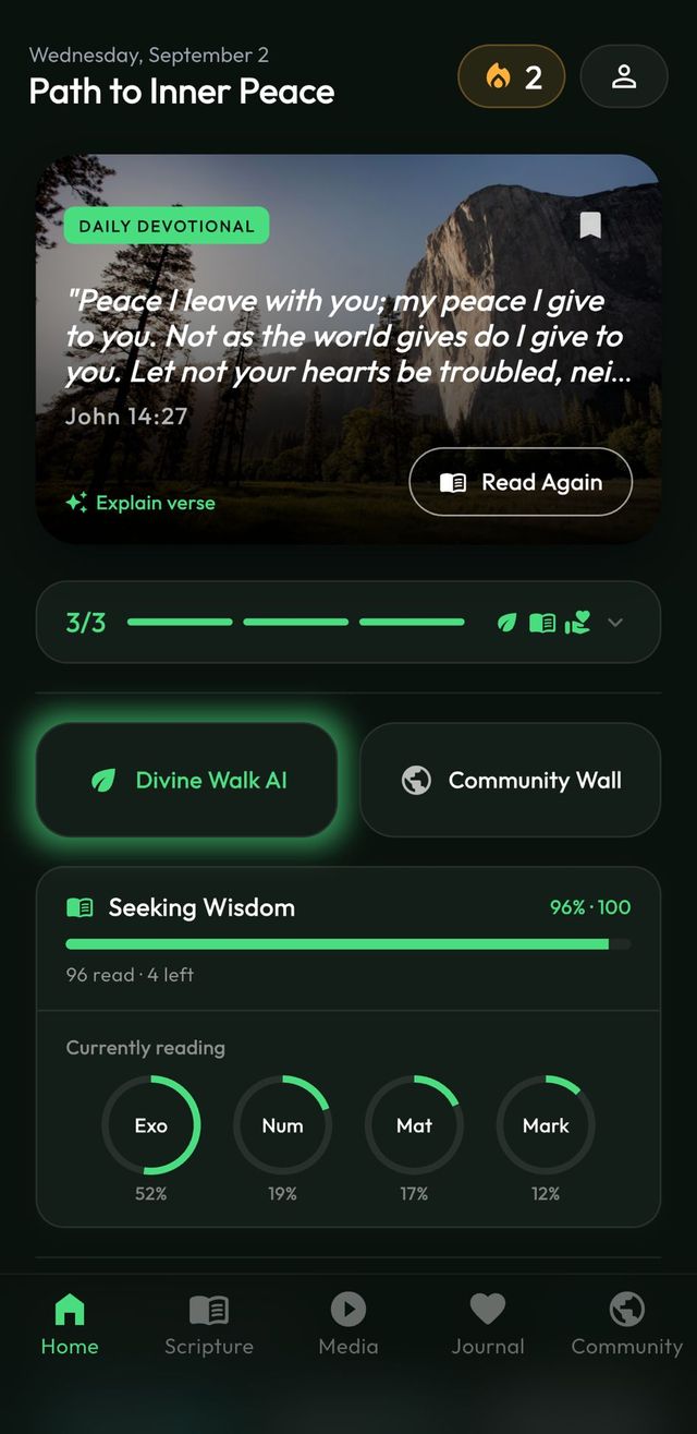DivineWalk home screen