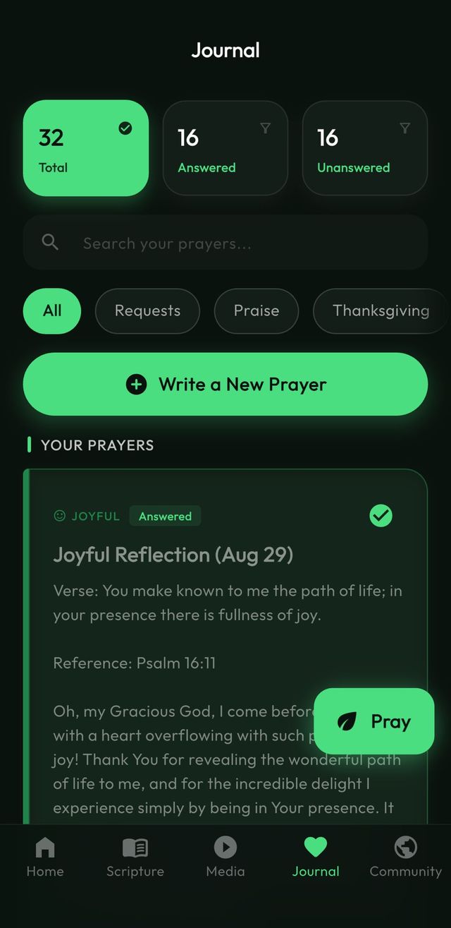 DivineWalk Journal screen