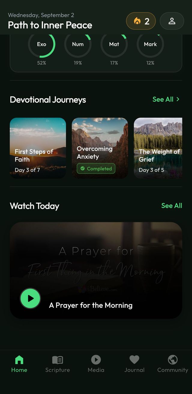 DivineWalk Devotional journeys screen